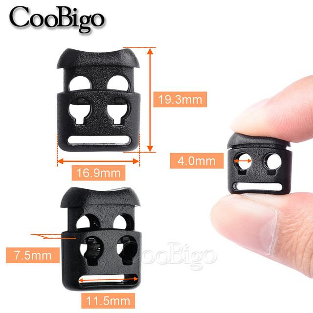 20pcs Plastic Cord Lock Stopper Springs Toggle Rope Clip Two Hole DIY  Paracord Hat Shoelace Garment